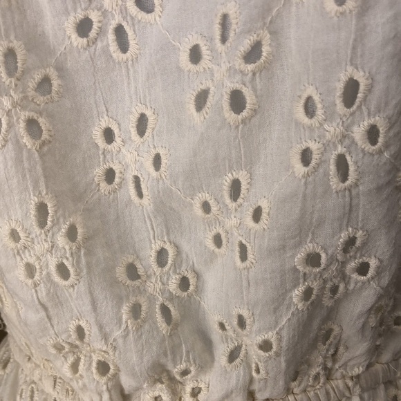 Free People ivory smocked eyelet tube top with ruffled peplin - Picture 7 of 7